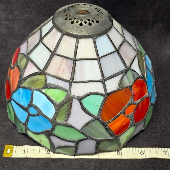 Vintage Mosaic Stained Glass Tiffany Style Table Lamp Shade - Picture 8 of 10
